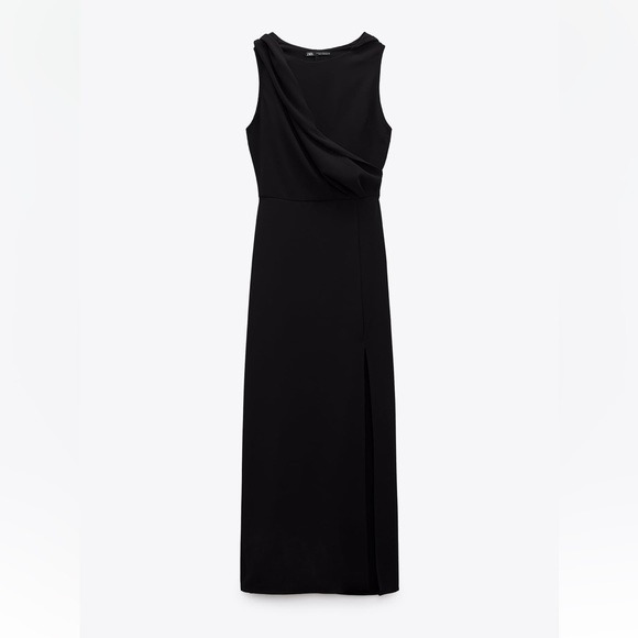 Zara LONG HOODED DRESS. Black. Size S. New with Tags. - Picture 5 of 8